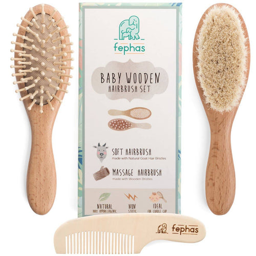 Eco-Friendly Wooden Baby Hair Brush Set - Kidz Oasis